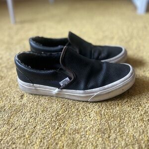 Vans Asher Black Perforated Leather Slip-Ons